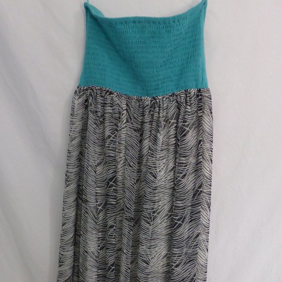 ROXY, medium, long dress, teal and black and white - Picture 2 of 7